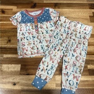Matilda Jane Alphabet Print Kids Pajama Set - Blue and Red